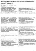 Security Officer DC Exam Test Questions With Verified Answers Graded A