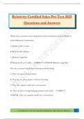 Relativity Certified Sales Pro  Bundled Exams 2025&sol;2026 &vert;Questions and Answers&vert; 100&percnt; Passed