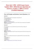 First Aid &sol; CPR &sol; AED Exam &lpar;Latest Update 2025 &sol; 2026&rpar; Review Questions & Answers &vert; Grade A &vert; 100&percnt; Correct &lpar;Verified Solutions&rpar;