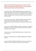 WGU C722 Project Management C722 Pre C722 Project Management Terminology C722 Equations 639 Questions with Verified Answers,1oo%CORRECT