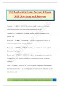 NC Locksmith Exam Section 4 Exam 2025 Questions and Answers