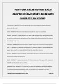 NEW YORK STATE NOTARY EXAM COMPREHENSIVE STUDY GUIDE WITH COMPLETE SOLUTIONS