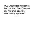 WGU C722 Project Management Practice Test &vert; Exam Questions and Answers &vert; Objective Assessment &lpar;OA&rpar; Review