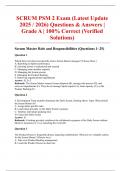 SCRUM PSM 2 Exam &lpar;Latest Update 2025 &sol; 2026&rpar; Questions & Answers &vert; Grade A &vert; 100&percnt; Correct &lpar;Verified Solutions&rpar;