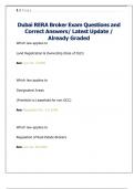 Dubai RERA Broker Exam Questions and  Correct Answers&sol; Latest Update &sol;  Already Graded