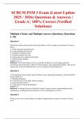 SCRUM PSM 3 Exam &lpar;Latest Update 2025 &sol; 2026&rpar; Questions & Answers &vert; Grade A &vert; 100&percnt; Correct &lpar;Verified Solutions&rpar;