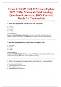 Exam 1&colon; NR327 &sol; NR 327 &lpar;Latest Update 2025 &sol; 2026&rpar; Maternal-Child Nursing &vert; Questions & Answers &vert; 100&percnt; Correct &vert; Grade A - Chamberlain