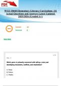 WGU-D668 Elementary Literacy Curriculum &vert; 44 Actual Questions and Answers Latest Updated 2025&sol;2026 &lpar;Graded A&plus;&rpar;