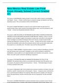 New Mexico Real Estate Law Final Exam Already Solved Correct Graded A&plus;&period;