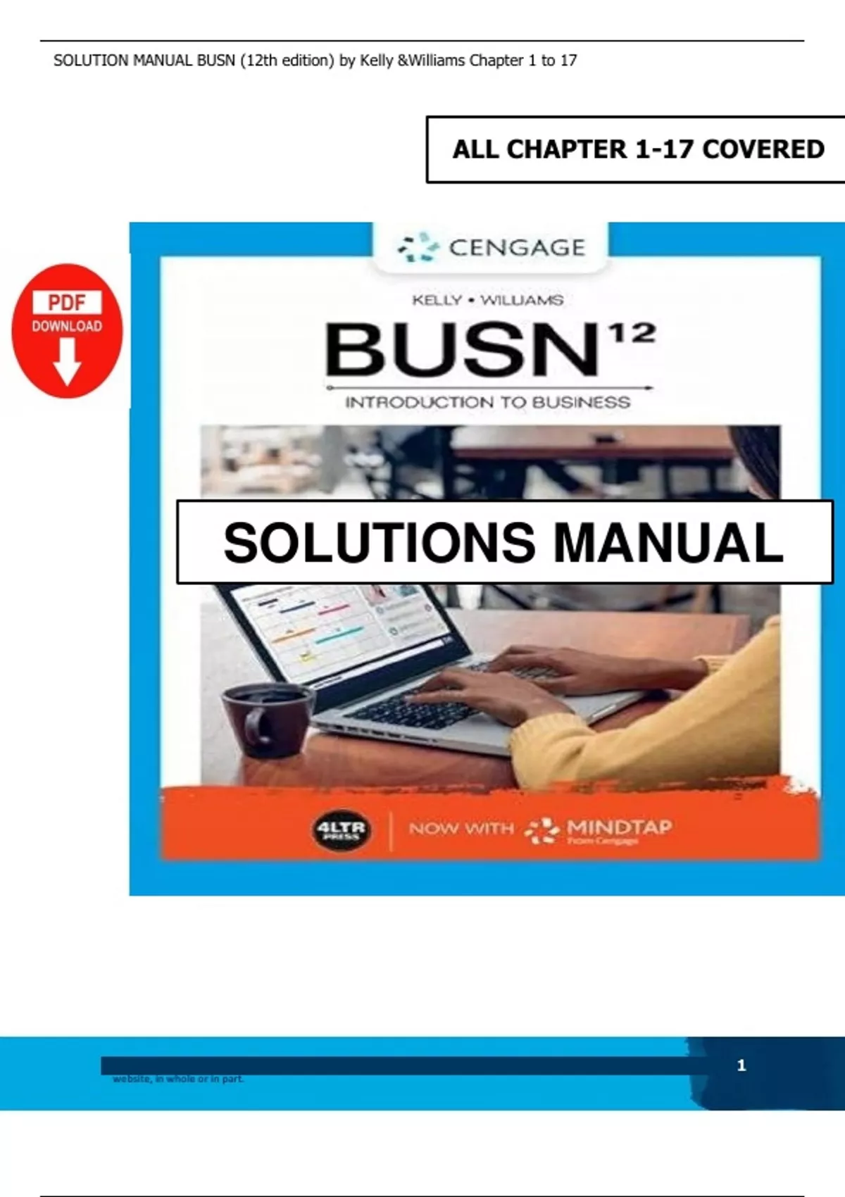 BUSN: Introduction to Business 12th Edition by Kelly & Williams ...