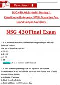 NSG 430 Adult Health Nursing II   Questions with Answers&comma; 100&percnt; Guarantee Pass   Grand Canyon University 