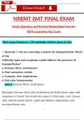 NREMT EMT FINAL EXAM  Actual Questions and Revised Rationalized Answers  100&percnt; Guarantee Pass Score Latest 2025&sol;2026 GRADED A&plus;
