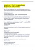Healthcare Technologies Exam Questions and Answers