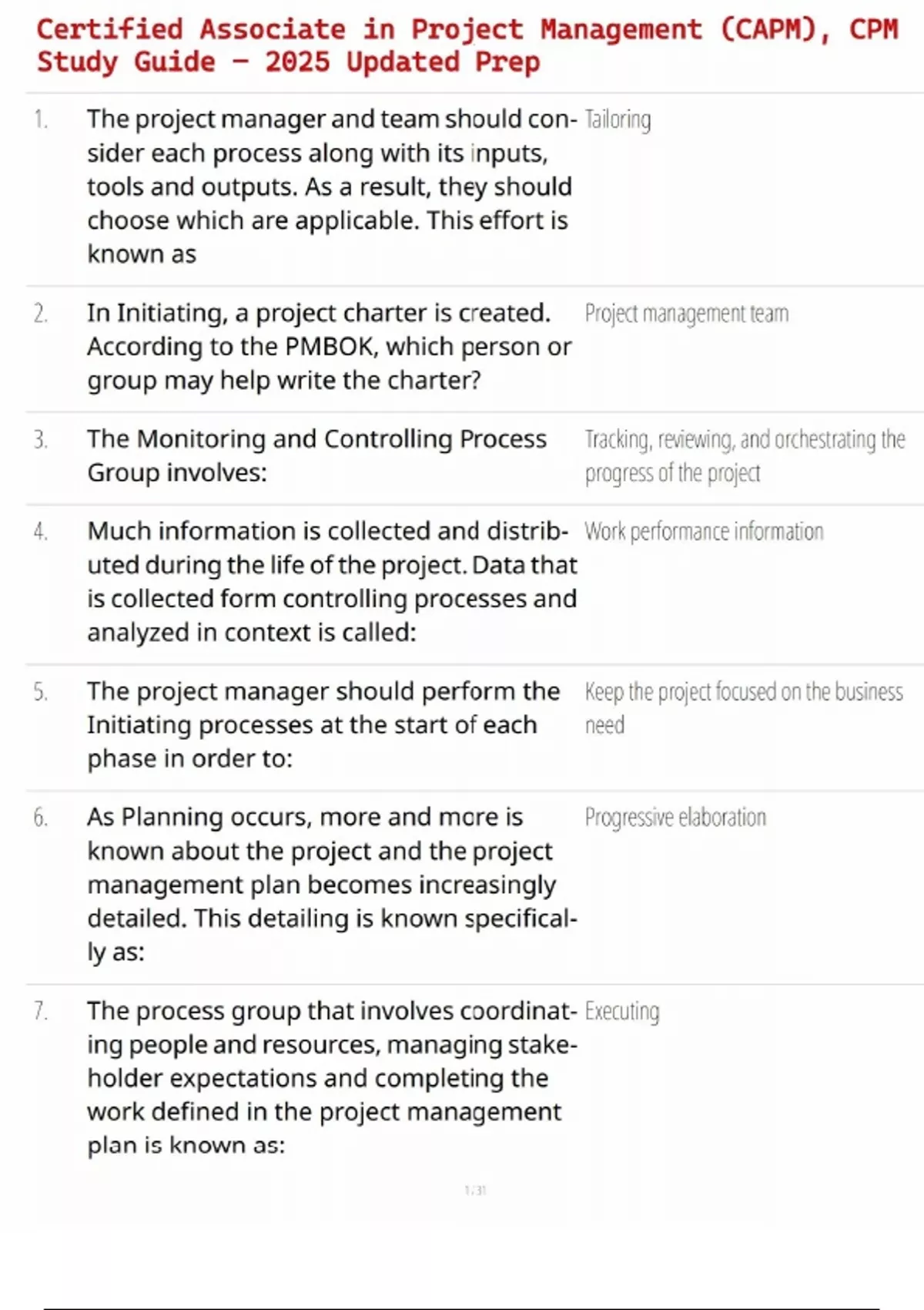 Certified Associate in Project Management (CAPM), CPM Study Guide ...