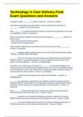 Technology in Care Delivery Final Exam Questions and Answers