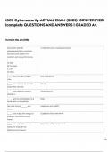 ISC2 Cybersecurity Actual Exam &lpar;2025&rpar; &ndash; 100&percnt; Verified Questions and Answers &vert; Graded A&plus;