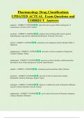 Pharmacology Drug Classifications  UPDATED ACTUAL  Exam Questions and  CORRECT  Answers 