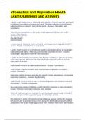 Informatics and Population Health Exam Questions and Answers