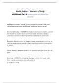 Multi-Subject&colon; Teachers of Early Childhood Part 1 questions and answers with solutions 2025&sol;2026