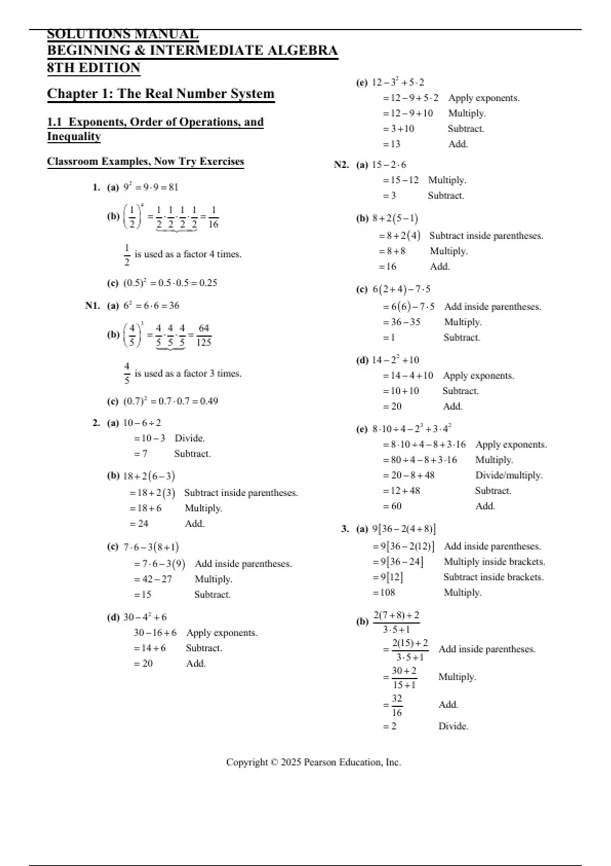 Beginning & Intermediate Algebra, 8th Edition – Solutions Manual ...