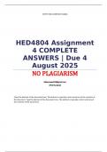 HED4804 Assignment 4 COMPLETE ANSWERS &vert; Due 4 August 2025 ENSURE YOUR SUCCESS WITH US