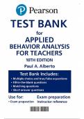 Applied Behavior Analysis for Teachers 10th Edition - Test Bank by Alberto&comma; Troutman & Axe