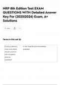 NRP 8th Edition Test EXAM QUESTIONS WITH Detailed Answer Key For &lpar;2025&vert;2026&rpar; Exam&comma; A&plus; Solutions
