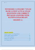 TENNESSEE CATEGORY 7 EXAM  BANK LATEST ACTUAL EXAM  QUESTIONS AND CORRECT  DETAILED ANSWERS WITH  RATIONALES&vert;ALREADY  GRADED A&plus;