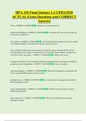 HPA 210 Final Quizzes 1-3 UPDATED    ACTUAL Exam Questions and CORRECT   Answers