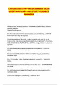 CANCER REGISTRY MANAGEMENT EXAM QUESTIONS AND 100&percnt; FULLY CORRECT ANSWERS