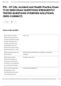PSI - NY Life&comma; Accident and Health Practice Exam 17-55 &vert;2025 EXAM QUESTIONS &vert;FREQUENTLY TESTED QUESTIONS &vert;&vert;VERIFIED SOLUTIONS &lpar;100&percnt; CORRECT&rpar;