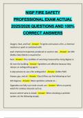NISP FIRE SAFETY PROFESSIONAL EXAM ACTUAL 2025&sol;2026 QUESTIONS AND 100&percnt; CORRECT ANSWERS