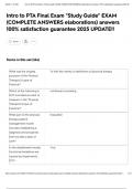 Intro to PTA Final Exam "Study Guide" EXAM &lpar;COMPLETE ANSWERS elaborations&rpar; answers 100&percnt; satisfaction guarantee 2025 UPDATE&excl;&excl;