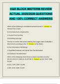 H&R BLOCK MIDTERM REVIEW ACTUAL 2025&sol;2026 QUESTIONS AND 100&percnt; CORRECT ANSWERS
