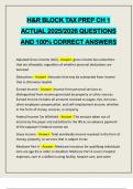 H&R BLOCK TAX PREP CH 1 ACTUAL 2025&sol;2026 QUESTIONS AND 100&percnt; CORRECT ANSWERS