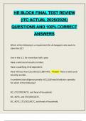 HR BLOCK FINAL TEST REVIEW &lpar;ITC ACTUAL 2025&sol;2026&rpar; QUESTIONS AND 100&percnt; CORRECT ANSWERS