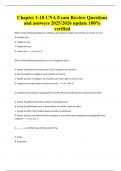 Chapter 1-10 CNA Exam Review Questions  and answers 2025&sol;2026 update 100&percnt;   verified 
