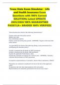 Texas State Exam Simulator - Life and Health Insurance Exam Questions with 100&percnt; Correct SOLUTIONs Latest UPDATE 2025&sol;2026 100&percnt; GUARANTEED PASS&excl;&excl;&excl;&lpar;A&plus; GRADED 100&percnt; VERIFIED&rpar;