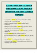 SALON FUNDAMENTALS EXAM PREP BOOK ACTUAL 2025&sol;2026 QUESTIONS AND 100&percnt; CORRECT ANSWERS