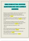 CMSA EXAM ACTUAL 2025&sol;2026 QUESTIONS AND 100&percnt; CORRECT ANSWERS