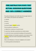 FIRE INSTRUCTOR STATE TEST ACTUAL 2025&sol;2026 QUESTIONS AND 100&percnt; CORRECT ANSWERS