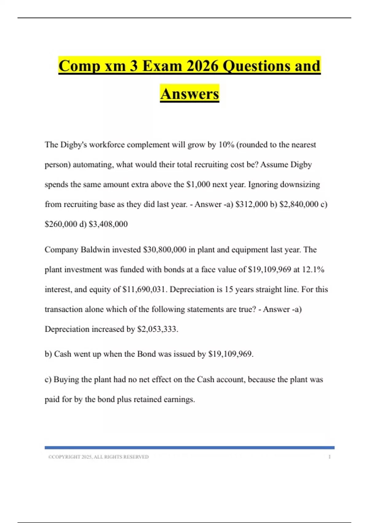 Comp xm 3 Exam 2026 Questions and Answer - Comp xm - Stuvia US