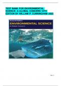 TEST BANK FOR ENVIRONMENTAL SCIENCE&colon; A GLOBAL CONCERN 16TH EDITION BY WILLIAM P&period; CUNNINGHAM 2025
