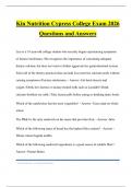 Kin Nutrition Cypress College Exam 2026 Questions and Answers