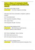Week 1 History of Community Health Nursing in Canada Exam Questions And Answers&period;docx