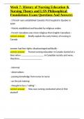 Week 7 History of Nursing Education & Nursing Theory and LSN Philosophical Foundations Exam Questions And Answers&period;docx