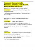Community Nursing&comma; Canadian Perspective&comma; 4th edition&comma; week 1&2 cont&period; Exam Questions And Answers&period;docx