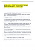 BIOLOGY - TEST 1104 QUESTIONS WITH CORRECT ANSWERS &vert; VERIFIED ANSWERS &vert; FULLY SOLVED