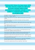 California DMV Written Test Study Guide&colon; &lpar;NEW 2025&sol;2026 UPDATE&rpar; COMPLETE DRIVER&rsquo;S LICENSE & PERMIT PREP GUIDE &vert; QUESTIONS & ANSWERS &vert; GRADE A &vert; 100&percnt; CORRECT &lpar;VERIFIED SOLUTIONS&rpar; &ndash; CALIFORNIA DMV