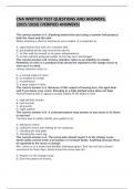 CNA WRITTEN TEST QUESTIONS AND ANSWERS&comma; &lpar;2025&sol;2026&rpar; &lpar;VERIFIED ANSWERS&rpar; 